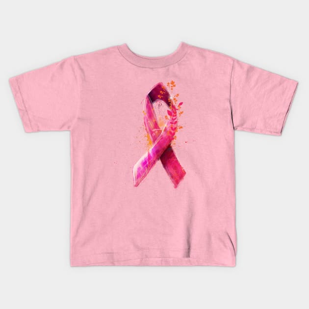 pink ribbon tshirt Kids T-Shirt by erdavid